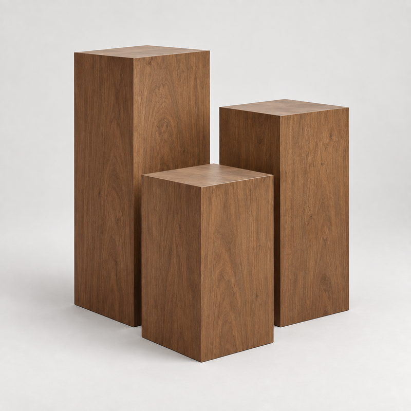 Titan Wood Veneer Gallery Pedestal Trio reference image