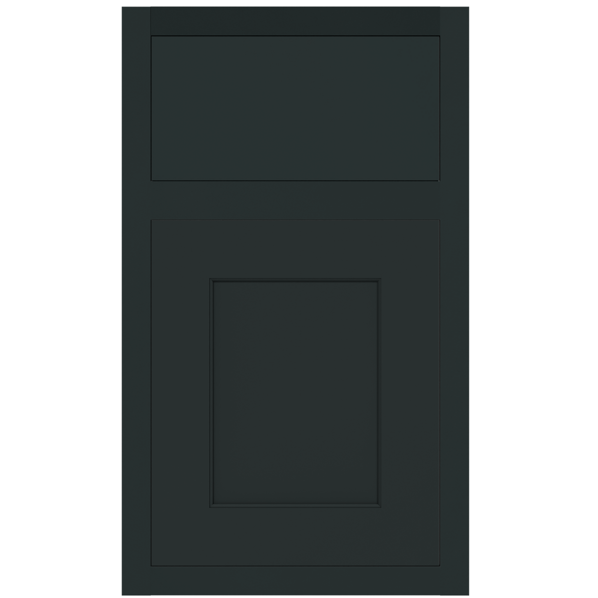 Avant inset cabinet door and drawer front in Cannonball finish on hard maple