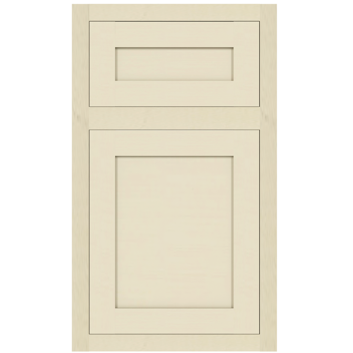 Shaker inset cabinet door and drawer front in Lacey White finish on hard maple