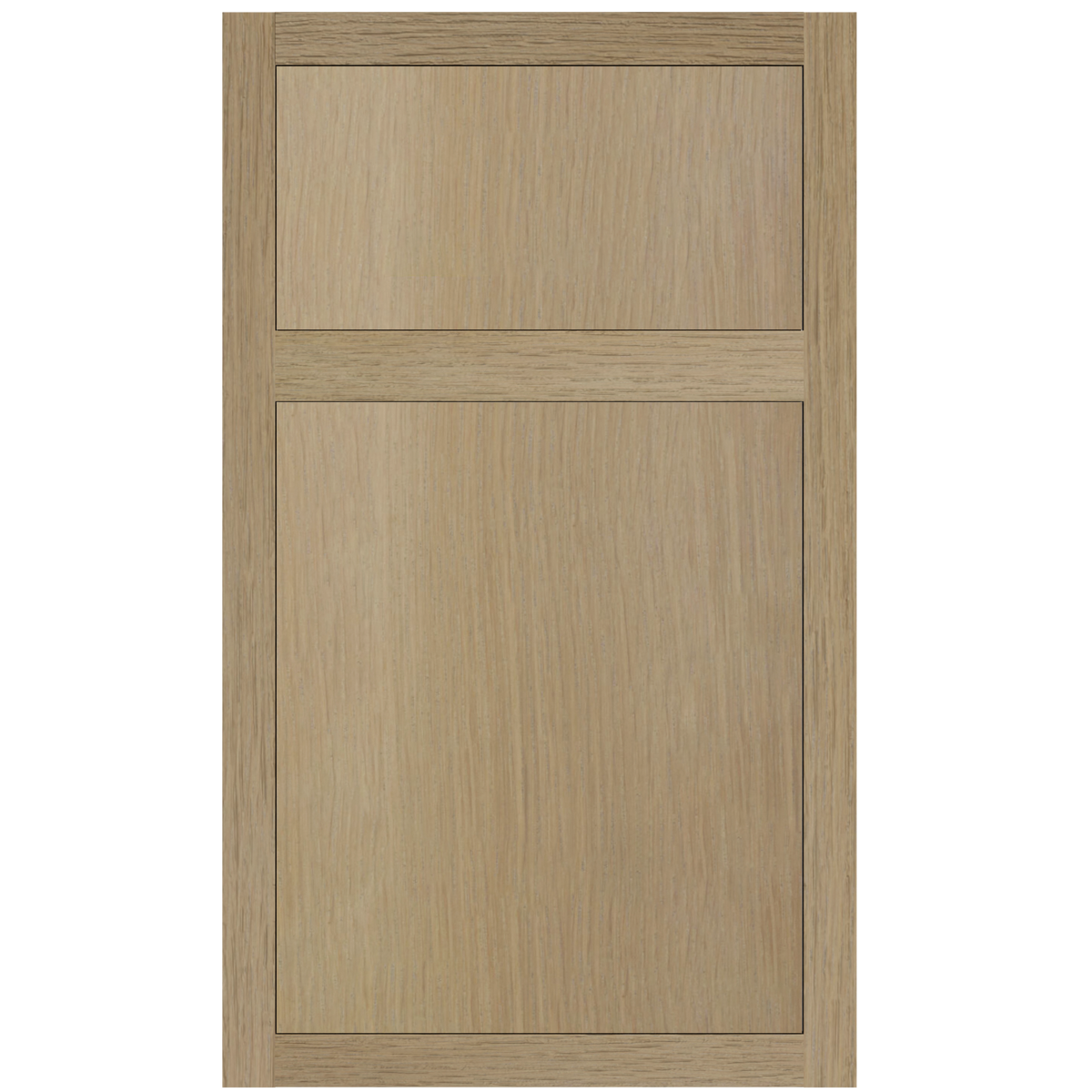 Slab inset cabinet door and drawer front in Highland finish on white oak