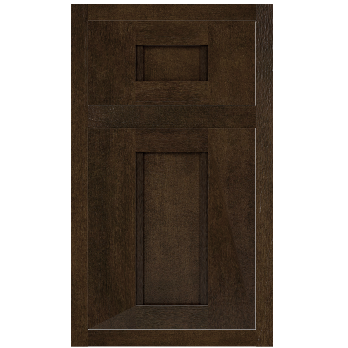 Monterey inset cabinet door and drawer front in Espresso finish on hard maple