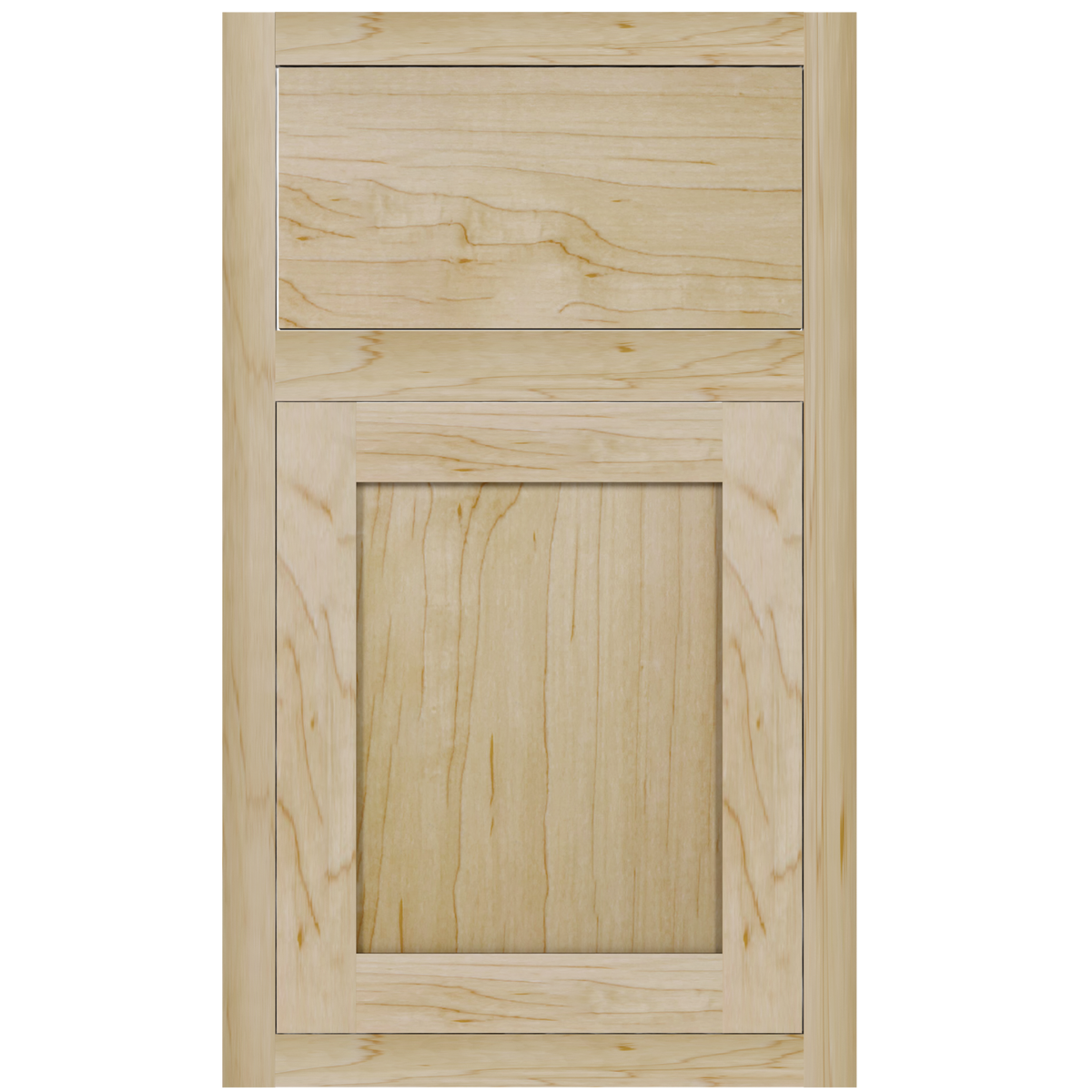 Pilgrim inset cabinet door and drawer front in Natural finish on hard maple
