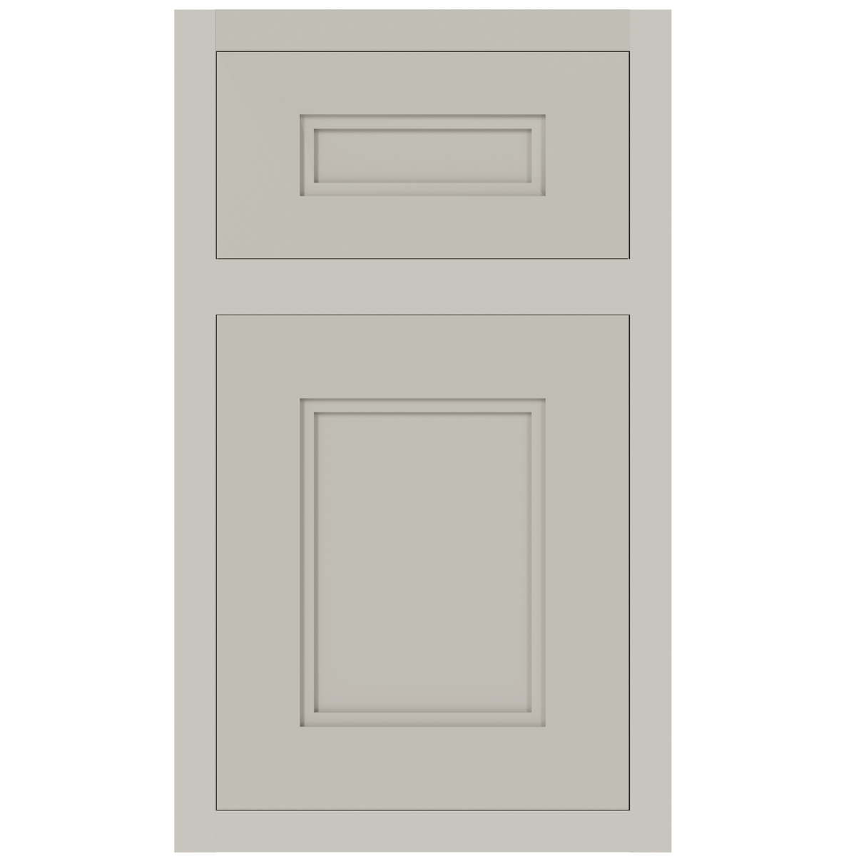Prairie inset cabinet door and drawer front in Jodi Grey finish on hard maple