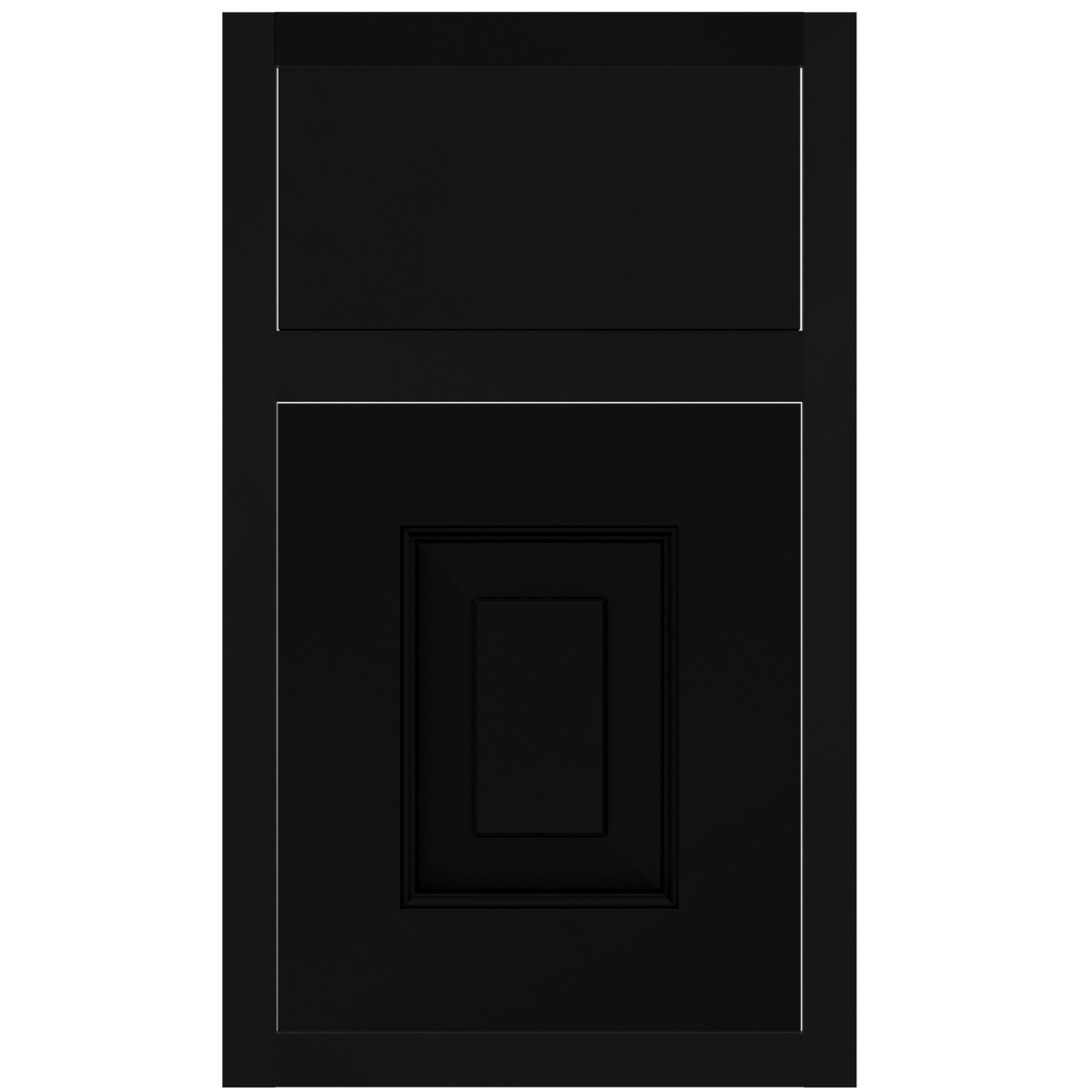 Riviera inset cabinet door and drawer front in Black finish on hard maple