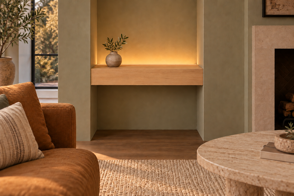 Natural Clear Alder floating shelf — Top Rear LED-ready — Rubio Monocoat Pure