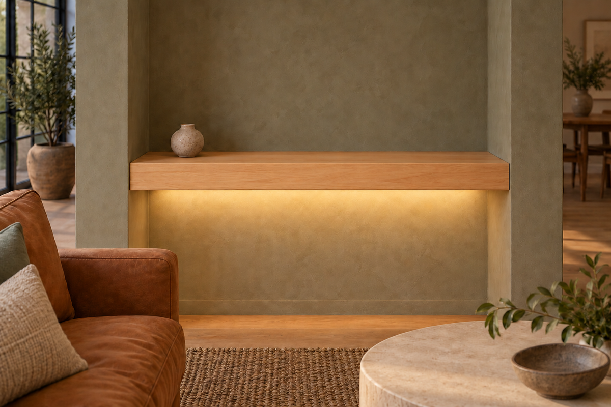 Natural Clear Alder floating shelf — Bottom Rear LED-ready — Rubio Monocoat Pure