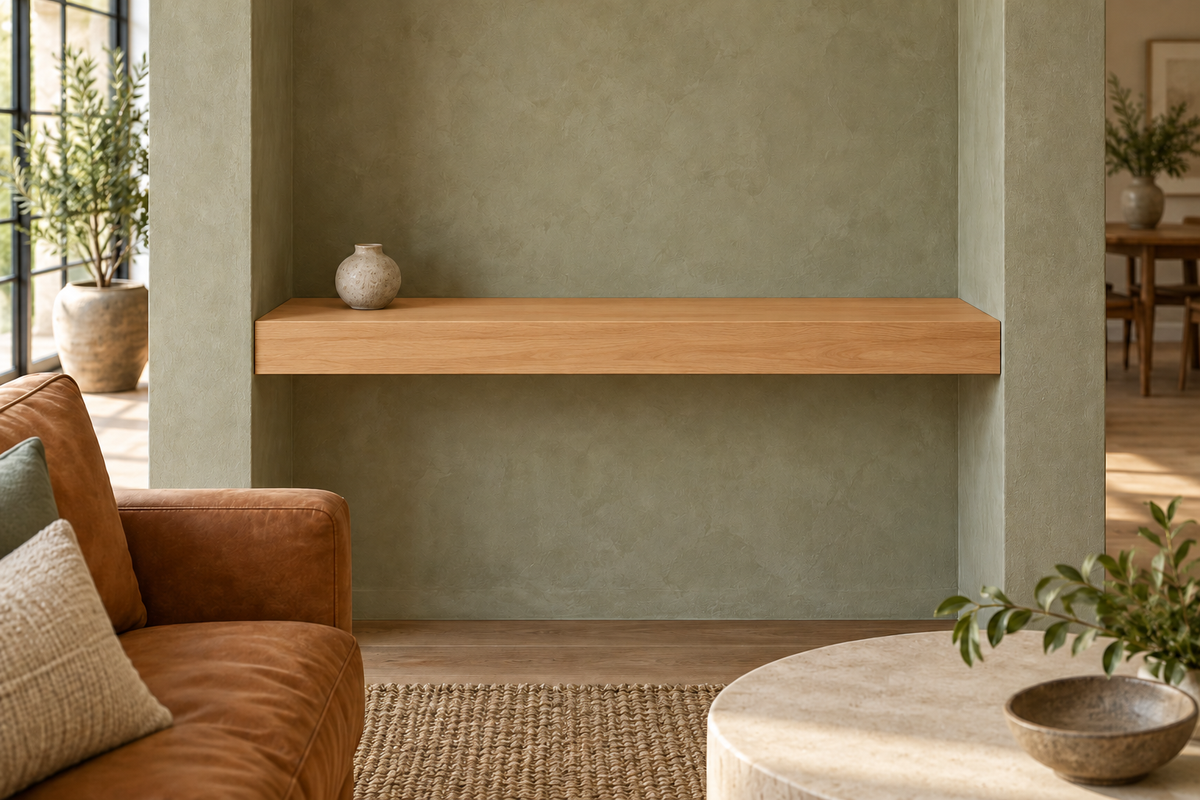 Natural Clear Alder floating shelf — unlit — Rubio Monocoat Pure