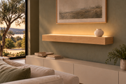 Natural Clear Alder floating shelf — Top Front LED-ready — Rubio Monocoat Pure