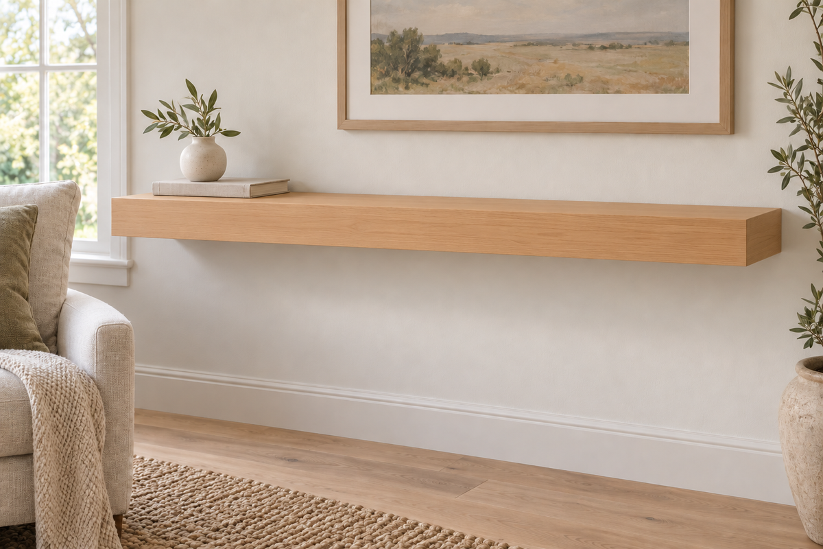 gentry stinson clear alder shelf 48-inch long, 3-inch thick standard natural unlit living-room rendering
