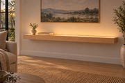 Natural Clear Alder floating shelf — Top Front LED-ready — Rubio Monocoat Pure