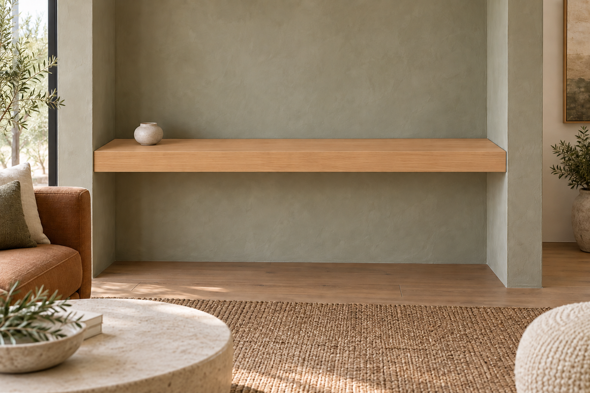 Natural Clear Alder floating shelf — unlit — Rubio Monocoat Pure