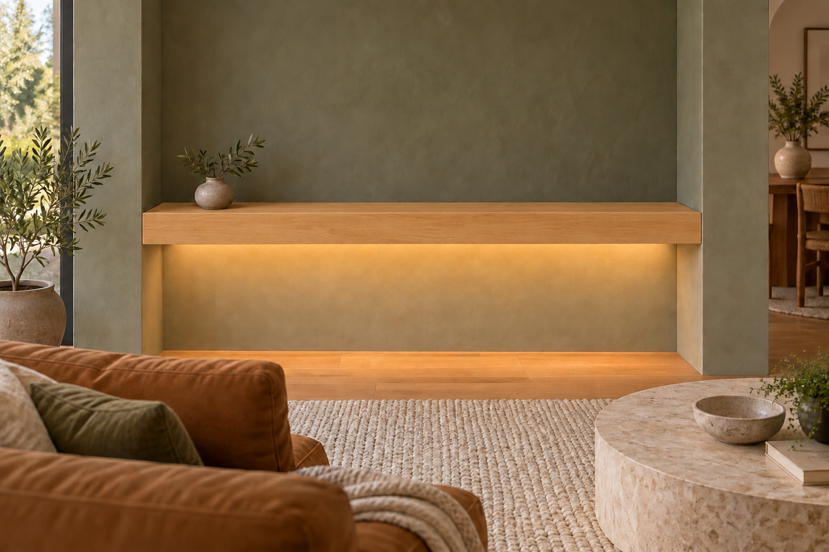 Natural Clear Alder floating shelf — Bottom Front LED-ready — Rubio Monocoat Pure