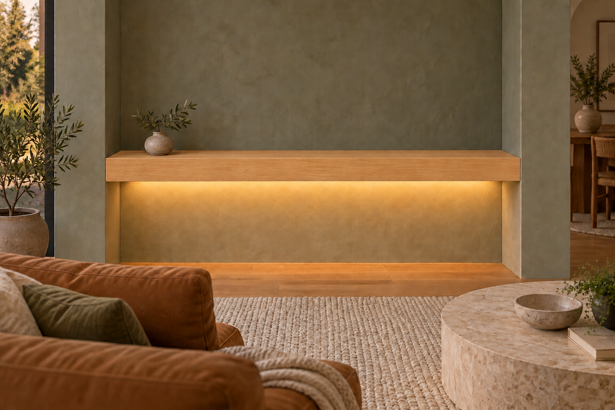 Natural Clear Alder floating shelf — Bottom Rear LED-ready — Rubio Monocoat Pure