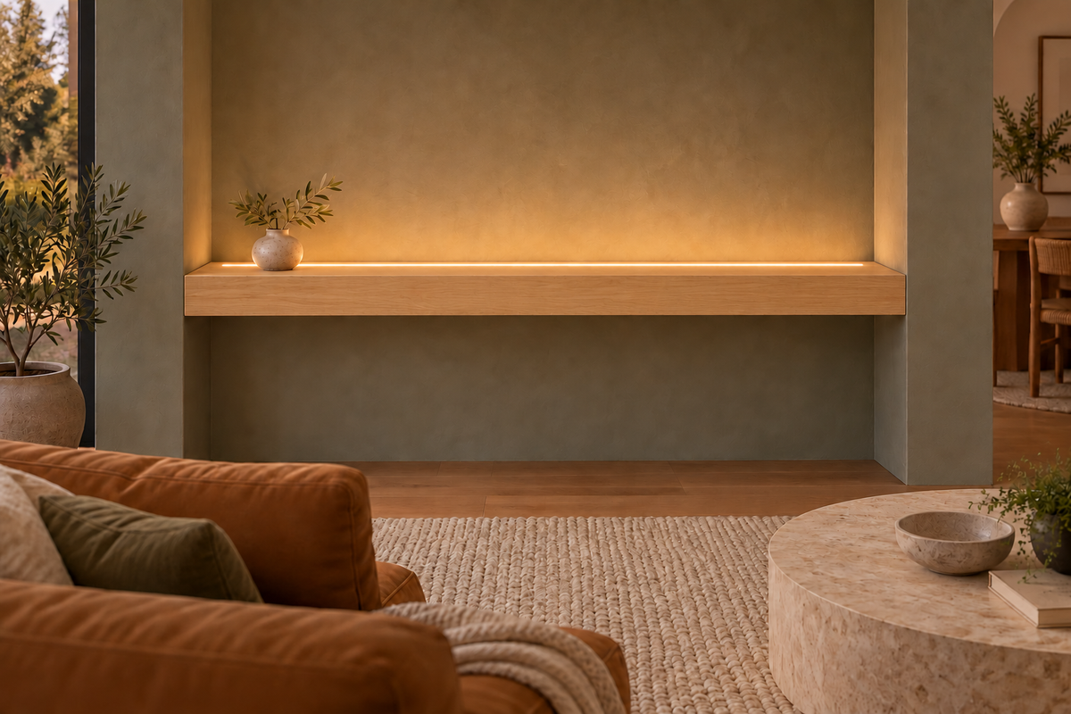 Natural Clear Alder floating shelf — Top Front LED-ready — Rubio Monocoat Pure
