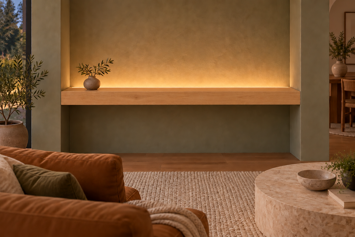 Natural Clear Alder floating shelf — Top Rear LED-ready — Rubio Monocoat Pure