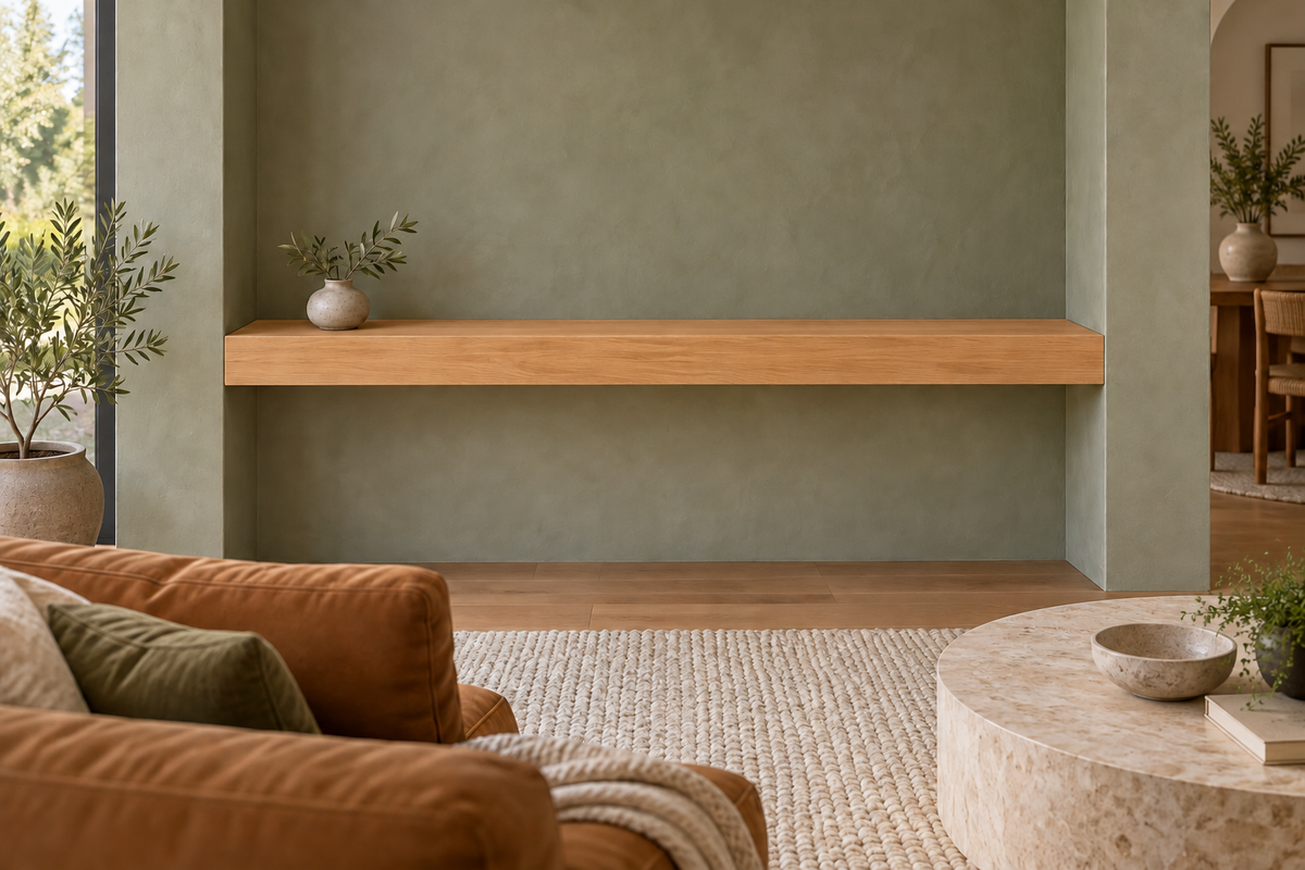 Natural Clear Alder floating shelf — unlit — Rubio Monocoat Pure