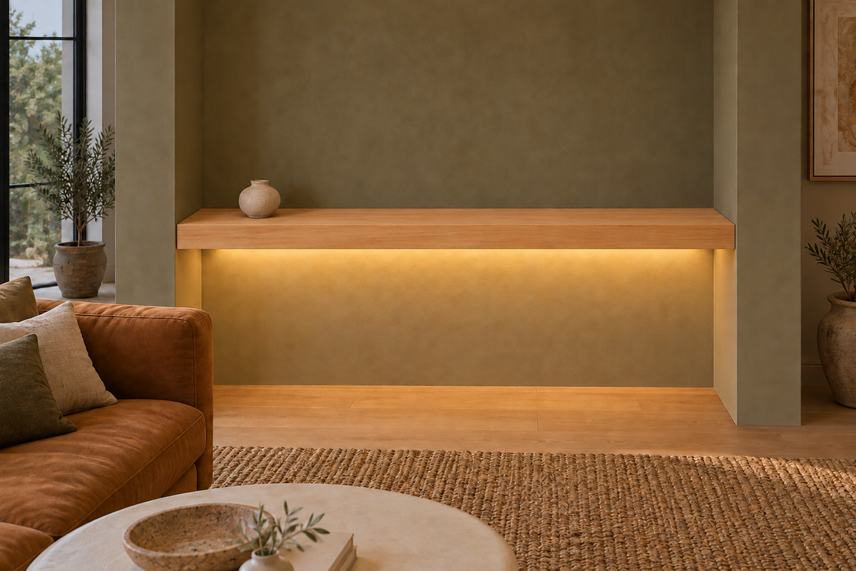 Natural Clear Alder floating shelf — Bottom Rear LED-ready — Rubio Monocoat Pure