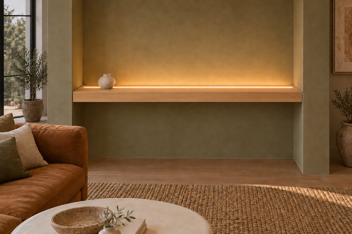 Natural Clear Alder floating shelf — Top Front LED-ready — Rubio Monocoat Pure