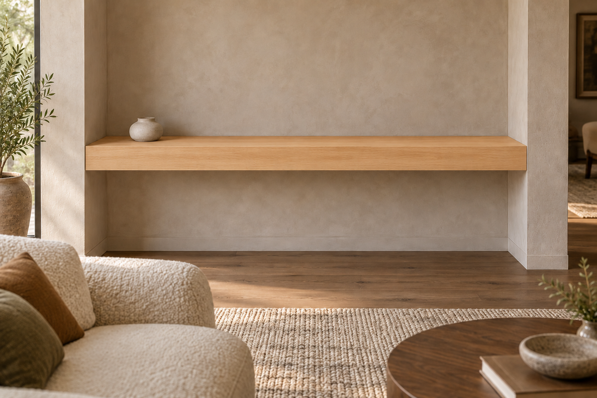 Natural Clear Alder floating shelf — unlit — Rubio Monocoat Pure