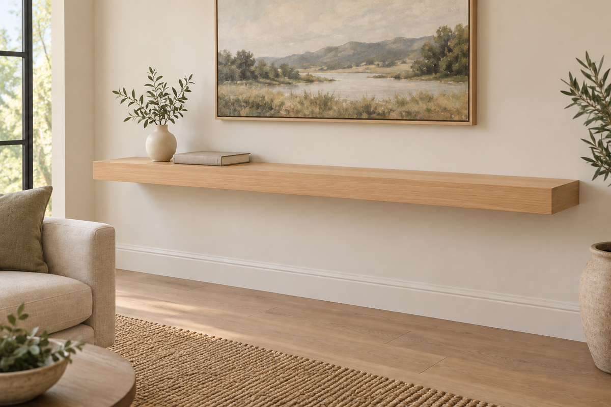 gentry stinson clear alder shelf 72x10x3 standard natural unlit living-room rendering