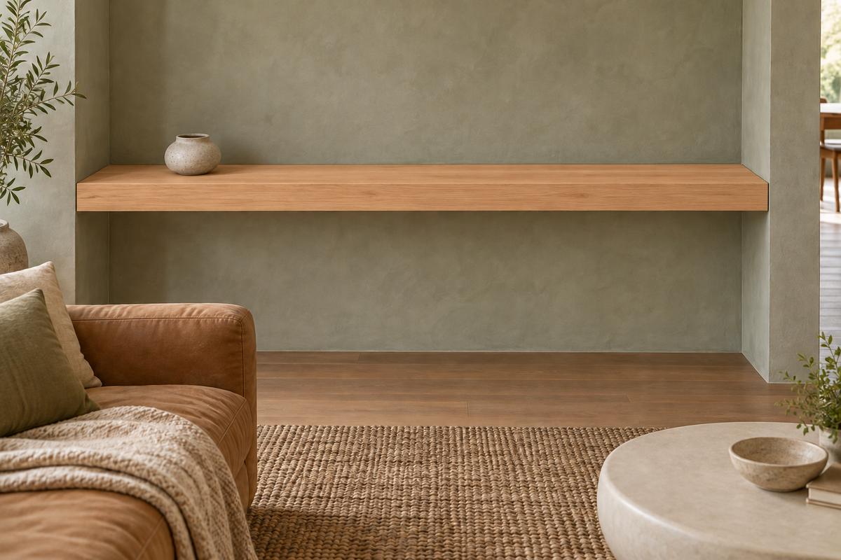 Natural Clear Alder floating shelf — unlit — Rubio Monocoat Pure