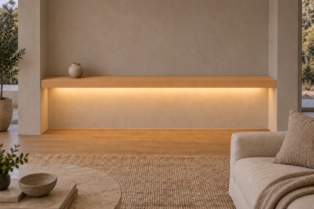Natural Clear Alder floating shelf — Bottom Rear LED-ready — Rubio Monocoat Pure