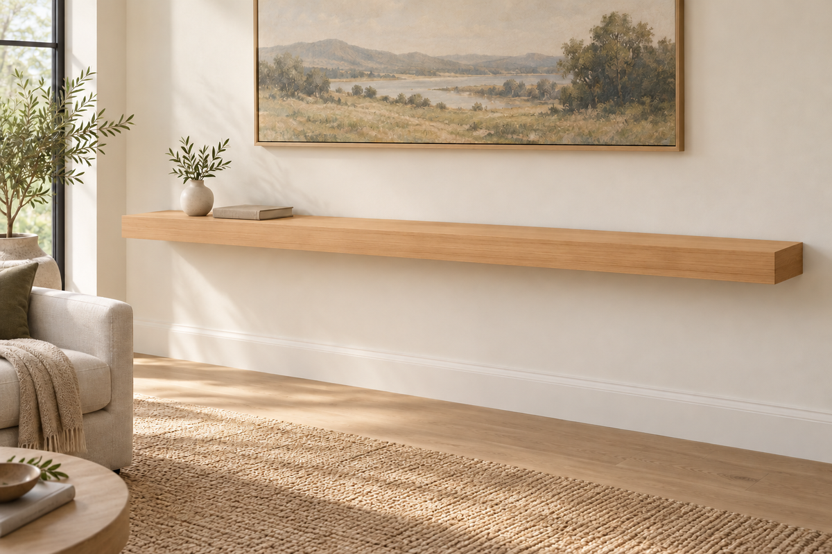 gentry stinson clear alder shelf 84x10x3 standard natural unlit living-room rendering