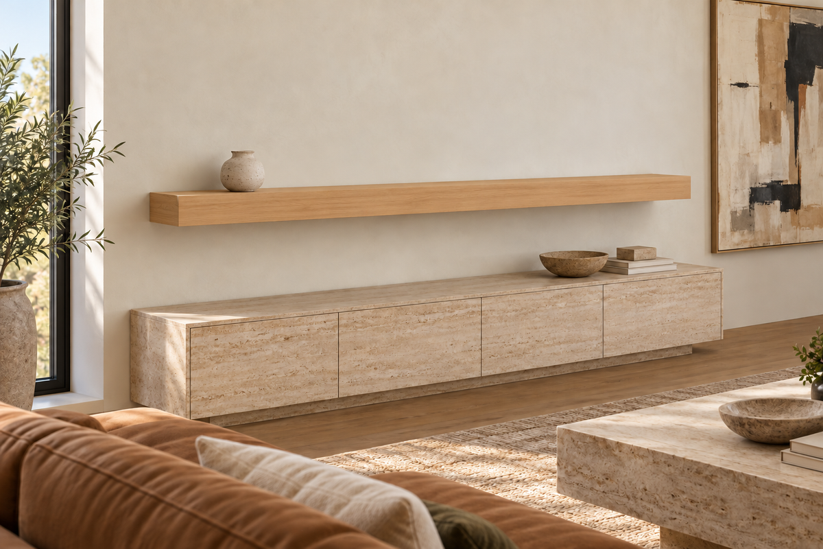 gentry stinson clear alder shelf 84x8x4 standard natural unlit living-room rendering