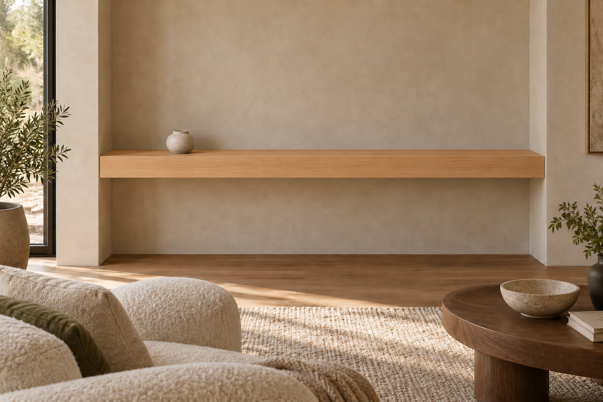 Natural Clear Alder floating shelf — unlit — Rubio Monocoat Pure