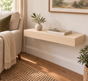 24-inch long, 3-inch thick natural maple floating shelf, standard mount, unlit