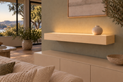 30-inch long, 4-inch thick natural maple floating shelf, standard mount, top front LED channel