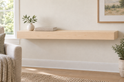 36-inch long, 3-inch thick natural maple floating shelf, standard mount, unlit