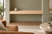 36-inch long, 4-inch thick natural maple floating shelf, wall-to-wall mount, unlit