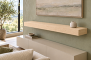 48-inch long, 4-inch thick natural maple floating shelf, standard mount, unlit