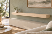 54-inch long, 4-inch thick natural maple floating shelf, standard mount, unlit