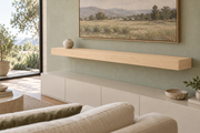 60-inch long, 4-inch thick natural maple floating shelf, standard mount, unlit