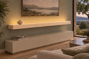 66 × 10 × 4 inch natural maple floating shelf, standard mount, top front LED channel