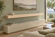 66 × 10 × 4 inch natural maple floating shelf, standard mount, unlit