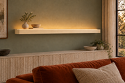 66 × 8 × 3 inch natural maple floating shelf, standard mount, top front LED channel