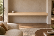 66 × 8 × 4 inch natural maple floating shelf, wall-to-wall mount, unlit