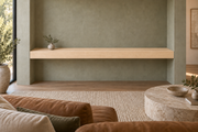 72 × 10 × 4 inch natural maple floating shelf, wall-to-wall mount, unlit