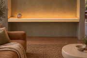 78 × 10 × 3 inch natural maple floating shelf, wall-to-wall mount, top front LED channel