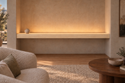 78 × 8 × 4 inch natural maple floating shelf, wall-to-wall mount, top front LED channel