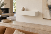 18 × 8 × 4 inch Alabaster SW 7008 painted floating shelf, standard mount, unlit
