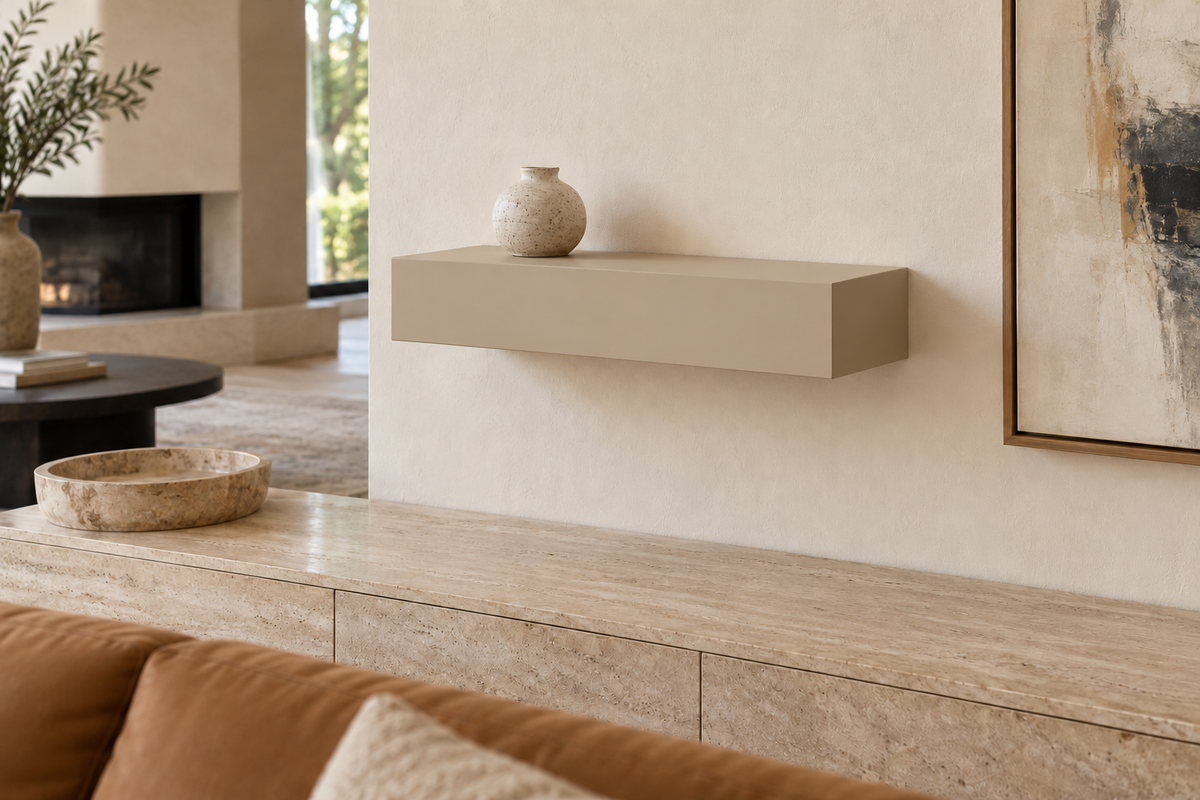 18 × 8 × 4 inch Universal Khaki SW 6150 painted floating shelf, standard mount, unlit