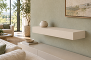 24-inch long, 4-inch thick Natural Linen SW 9109 painted floating shelf, standard mount, unlit