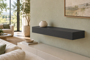 24-inch long, 4-inch thick Tricorn Black SW 6258 painted floating shelf, standard mount, unlit
