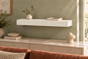 24 × 8 × 3 inch Alabaster SW 7008 painted floating shelf, standard mount, unlit