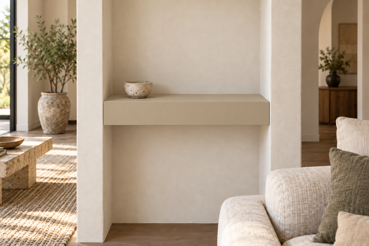 24 × 8 × 3 inch Universal Khaki SW 6150 painted floating shelf, wall-to-wall mount, unlit