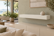 30 × 10 × 4 inch Alabaster SW 7008 painted floating shelf, standard mount, unlit